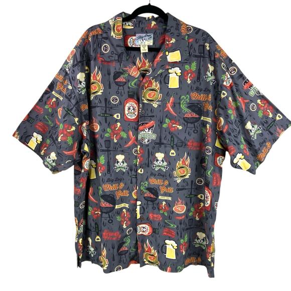 Big Dogs Hawaiian Shirt Size 2X BBQ Master Grill Spicy Camp - Picture 8 of 8